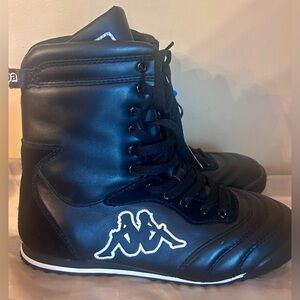 Kappa Black High-Top Sneakers with White Logo Stitching